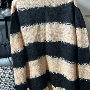 Acne Beige and Black Striped Sweater
